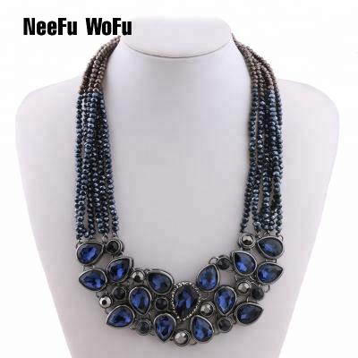 China NeeFu WoFu Fashion Metal String Beads Handmade Crystal Beads Earrings Accessories Glass Necklace Pendant Necklace Beautiful for sale