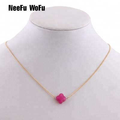 China New NeeFu WoFu Short Women's Necklace Fashion Exquisite Dangling Iron Chain Necklace Classic Stone Jewelry for sale