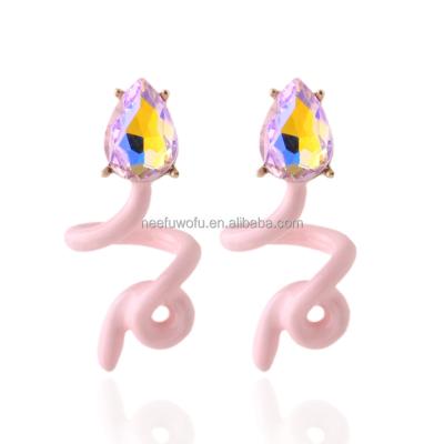 China ALLOY NeeFu WoFu Red Earrings Zinc alloy paint snake Glass Brinco Ear Oorbellen Multicolor Christmas Charm fashion jewelry wholesale for sale