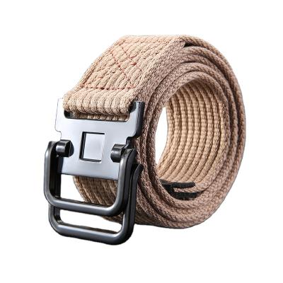 China Tactical Belt Military Adjustable Stretch Canvas Belt Women Elastic Webbing Belt For Pants Jeans Unisex Double Buckle Tactical Belts for sale