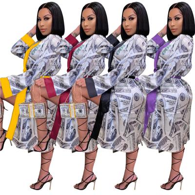 China Elegant QUICK DRY women's clothing women's dresses Women's long robes sexy dollar printing cardigan nightgown loose sexy women's bathrobe for sale