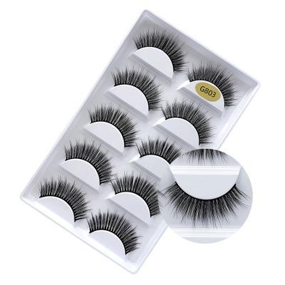 China Long Natural Wholesale High Quality Private Label 3D Eyelashes Five Pairs Natural False Mink Eyelash Extensions False for sale