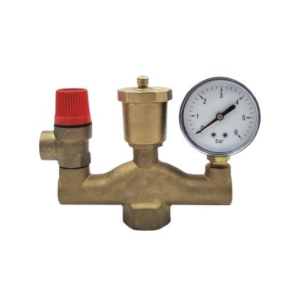 China Traditional Wholesale Factory Price DN 25 Brass Boiler Parts Set With Air Vent Safety Valve for sale