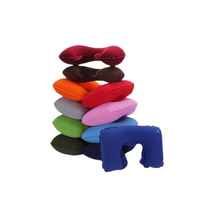 China Customized Anti-static Logo Neck Pillow Pvc Flocking Inflatable Pillow Travel U Shaped Pillow for sale