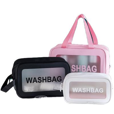 China Durable Skin Care Bag Custom Logo Polyester Vintage Travel Suit Mesh Toiletry Bag Bulk Hanging Waist Bottle Cosmetic Bag for sale