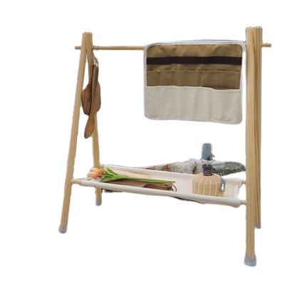 China Beech wood material & Outdoor Foldable Varnish Stand Large Canvas Camping Tripod Storage Portable Hanger for sale