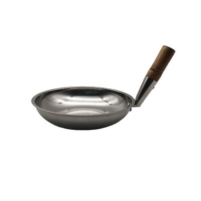 China Wholesale Cheap Non-stick Home Kitchen Stocked Stainless Steel Wok Pan With Wooden Handle For for sale