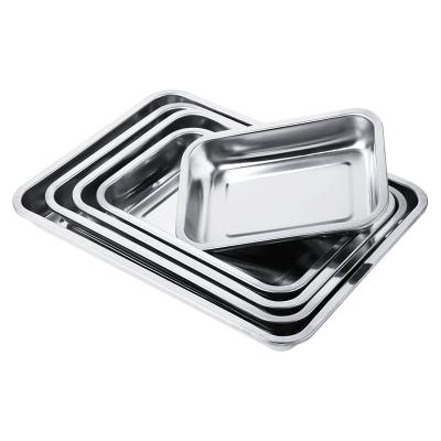 China Sustainable Square Stainless Steel Food Serving Tray Stainless Steel Dish Metal Fruit Tray Buffet Dinner for sale