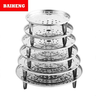 China Sustainable Cheap Round Stainless Steel Removable Magnetic Tripod Steaming Tray Dumplings Steaming Rack Dish for sale