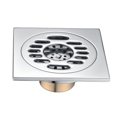 China Single Strainer Style Bathroom Floor Drain Drain Chrome Plated Outdoor Brass Shower Floor Drain for sale