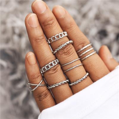 China Hot Selling Geometric Simple Multilayer Twisted Female Jewelry Ring Cross Rings Set For Women Vintage Classic Fashion for sale