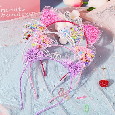 China Fashionable Cute Children's Hairpin Cat Ear Headband Sequined Band Hair Accessories For Babies for sale