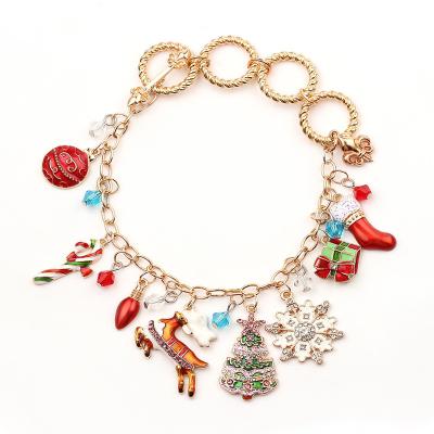 China Trendy Christmas Tree Christmas Bangs Christmas Gift Enamel Alloy Pendant Bracelet for sale