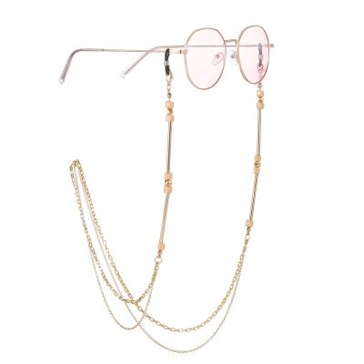 China Trendy Trendy Gold Plated Layered Double Chain Sun Glass Stand Hiding Necklace For Women for sale