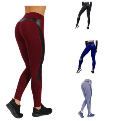 China European and American Popular AliExpress Mesh Yoga Leggings Antibacterial High Waist Buttocks Stitching Sports for sale