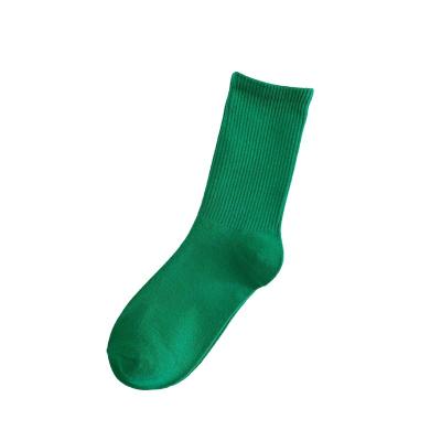 China 2022 long green spring solid socks summer socks viable thin section female cotton and autumn fluorescent green fruit for sale