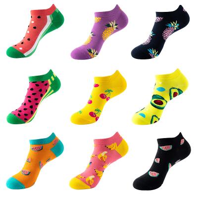 China 100% colorful short cut funny ankle socks cotton fruit print sock high quality women wholesale QUICK DRY low for sale