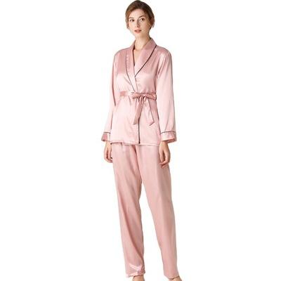 China Autumn New Style Wholesale Silk Long Pants Women's Home Wear QUICK DRY Satin Long Sleeve Home Wear Pajama Set for sale