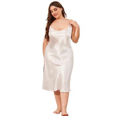 China Plus Size Breathable Sleeveless Vintage Solid Soft Silk Casual Wedding Dress Long for sale