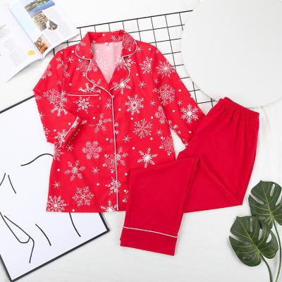 China QUICK DRY 5XL plus size christmas snow print long red pj custom made pajamas sets for women for sale