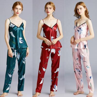 China QUICK DRY custom made summer sleepwear silk pajama sets chinese satin pajamas women for sale