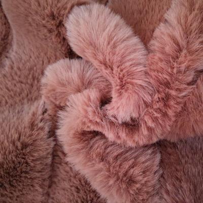 China Wholesale Good Appearance 100% Polyester Long Pile Faux Rabbit Fur Plain Dyed Fabric For Home Textile for sale