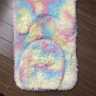 China 3 Piece Set Bathroom Blankets Faux Sheepskin Fur Carpet Non-Slip Toilet Rugs And Soft Floor Mats Rugs for sale