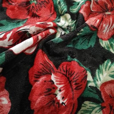 China High quality environmental friendly velvet crushed 100% polyester print warp knitted fabric feeling smooth for sale