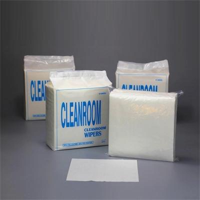 China Sustainable White Disposable Cleanroom Wipes For Industrial Wood Pulp Polyester Wieps for sale