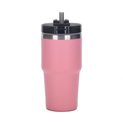 China Viable Custom Logo Double Wall Insulated Stainless Steel Travel Coffee Mug Vacuum 20oz Mug With Lid And Straw for sale