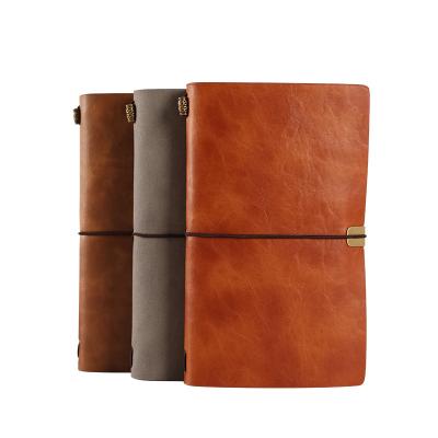 China Leather spiral high-end travel soft cover notebook meeting stationery loose-leaf notebook for sale