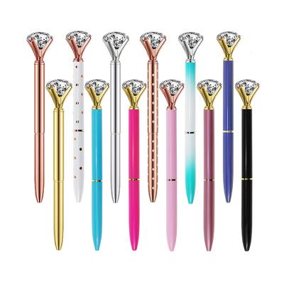 China Crystal Pen Lower MOQ New Arrival Custom Big Logo Crystal Diamond Ball Pen Multicolor Rose Gold Diamond Pen for sale