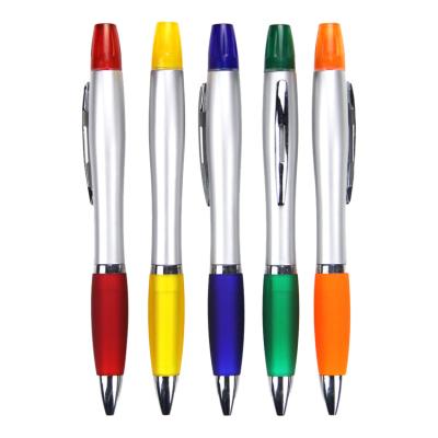 China Ball pen with highlighter pen 2 multicolor promotional in 1 plastic ball Pen With Highlighter Pen for sale