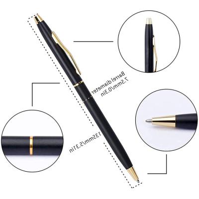 China Classic Style Custom Logo Slim Metal Pen Luxury Model Gold Plated Twist Office Slim Pen for sale