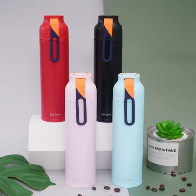 China 2021 Hot New Arrival PORTABLE Color Customized Logo Stainless Steel Vacuum Cup Quality Straight Vacuum Flasks With Rope for sale