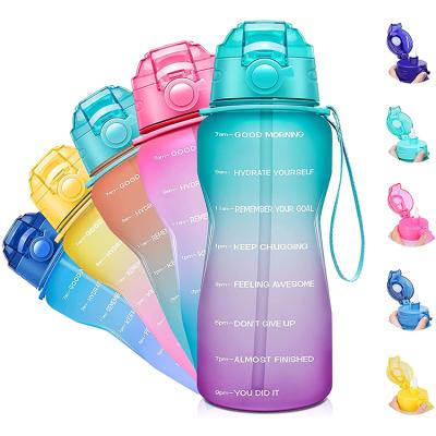 China Viable Motivational 128oz Water Bottle With Marker And Straw Custom Color Plastic Sports Time GYM Drinking Bottle for sale