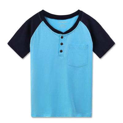 China Kids Henley T-shirt Anti-Shrink 100% Cotton Casual Solid Custom Design Summer Toddler Boys Tee Shirt for sale