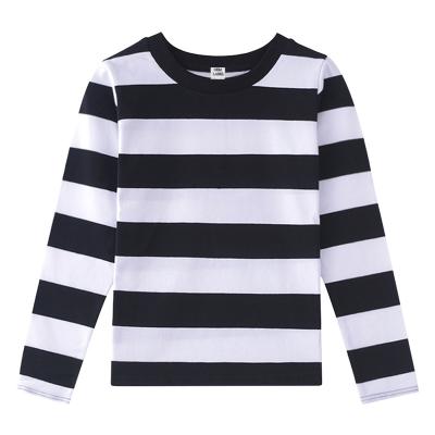 China New Fashion Toddler Boys Anti Shrink T-shirts Custom Color Cotton Striped Long Sleeve T Shirts For Boys for sale