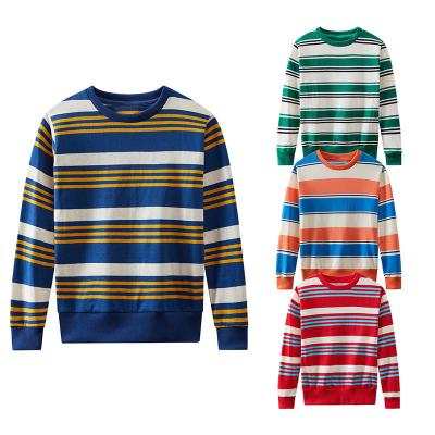 China 2-14 Years Anti-Shrink Kids Children French Terry Sweatshirt Custom Stripe Cotton Crewneck Sweatshirt Boy for sale