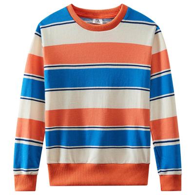 China French Terry Stripe Baby Boy Crewneck Sweatshirts Kids Cotton Sweatshirts Custom Made High Quality Anti Shrink Print French Sweatshirt for sale