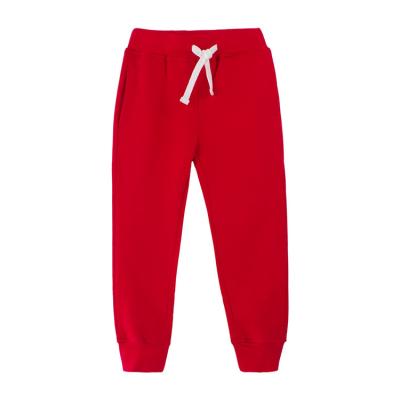 China Color Fade Proof Kids Soft Red Traction-on Sport Wear Thick Track Pants Boys Basic Girls Toddler Casual Jogger Sweatpants for sale