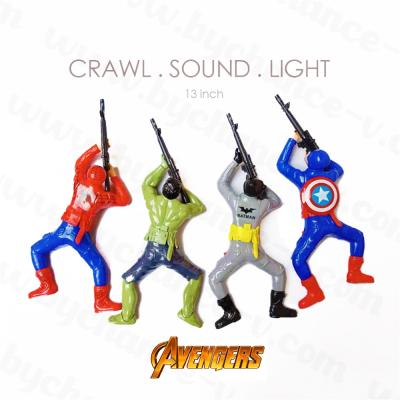 China Hot Selling Christmas Party Gift Kids Gifts Superheroes Soldier Electronic Toy Man Figure Crawling Toy with Sound and Light for sale