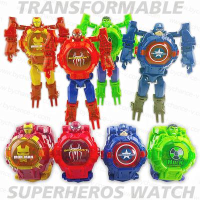 China Cool Popular Transformable Superheroes LOL Girl DIY Best Gift Party Favor Toy Digital Watch with Light for Kids Gifts for sale