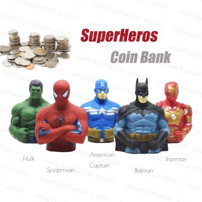 China Hot fashionable plastic spiderman marvel superhero toy PVC vinyl best gift unique piggy bank coin bank for boys for sale