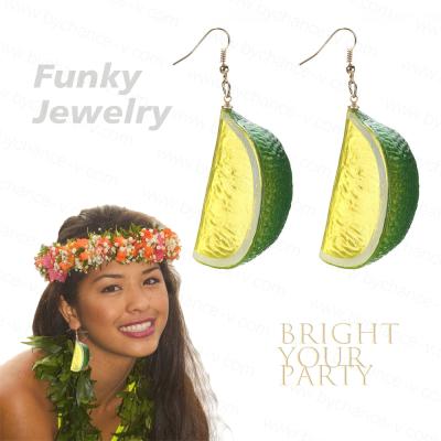 China Cute Weird Funny Artificial Fruit Earrings Fake Lemon Slice Lime Edges Dangle Earrings For Party Carnival Earrings for sale