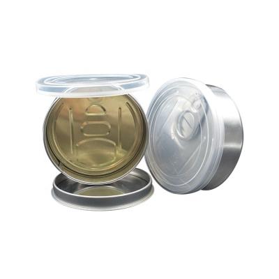 China Self Seal Ring Pull And Plastic Lid Metal Tin Box Custom Presstion Cans Sealed 2 Ounce Metal Cans With Screw Cap for sale