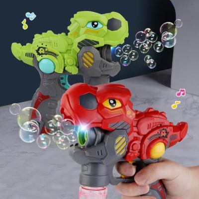 China Multifunctional Bubble Gun Light Summer Game Children Dinosaur Set Bubble Gun Toy Machine Kids Summer Electric Outdoor Play Set With Music for sale