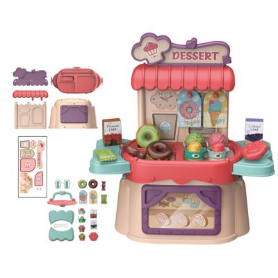 China Kids Pretend Play Toys Role Play Dessert Cake Toys 3in1 Hand Basket Set Include 25pcs Accessories Simulator Ice Cream Dessert Pretend Toy As Gift for sale