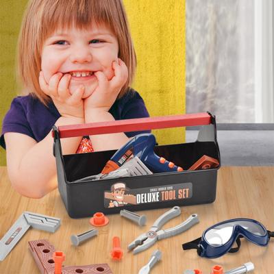 China Electric Drill Toy Set Kids Tool Deluxe Toy Portable Electric Drill Set Pretend To Play Little Plastic Engineer Fun Toy Tool Kit For Kids for sale