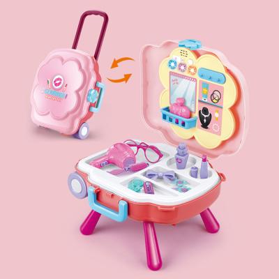 China Kids Pretend Play Toy Girls Dressing Table 3in1 Pretend Play Toy Simulator Toys Make Up Table Set with Light and Music for sale